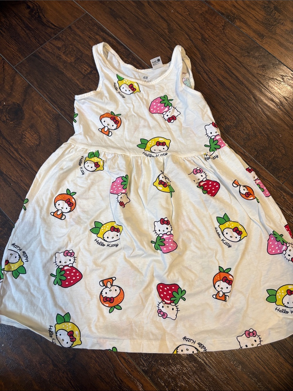 H&M White Hello Kitty Fruit Print Tank Dress